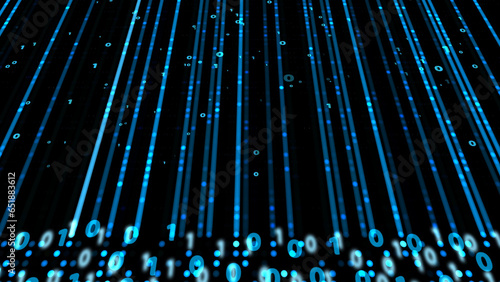 Abstract blue aqua visualization dolly view scale wpie glow dot in laser technology binary digital numeric element dots on black screen