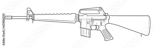 Vector illustration of M16 assault carbine. Left side
