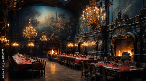 Within a 1500s Russian castle the intricate dining room
