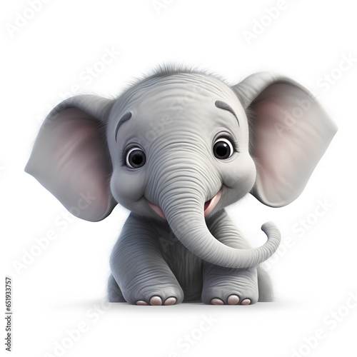 a cute elephant portrait, animation style