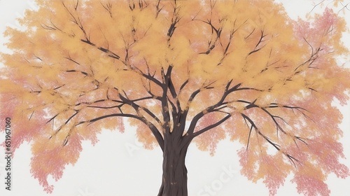 Colorful tree with painted branches illustration background. Generative AI