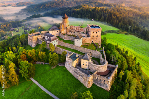 Aerial view of the castle in Stara Ľubovna 