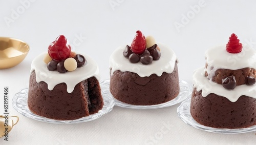 Christmas chocolate mini cakes with nuts