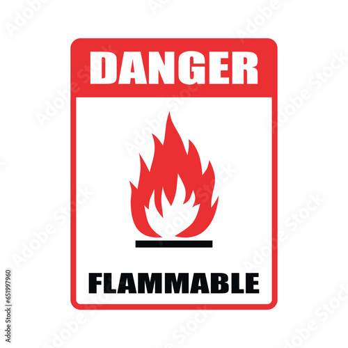 vector sign danger flamable isolated on white background