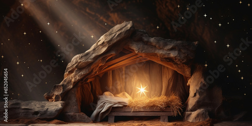 Empty manger with Comet Star