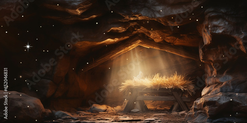 Empty manger with Comet Star