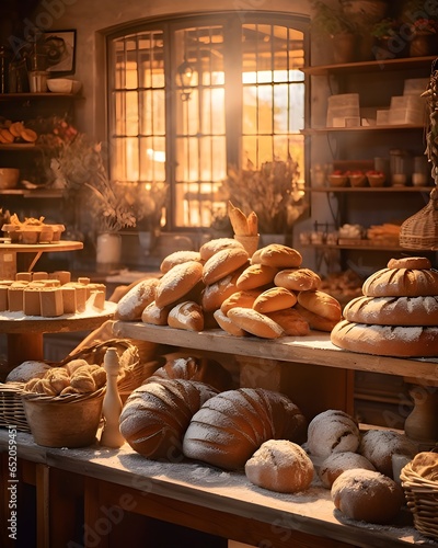 Experience the realism of a traditional French bakery, where artisanal bread and pastries are baked to perfection, Generative AI 