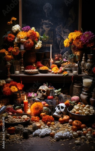 Altar in honor of the Day of the Dead, commemoration of the deceased