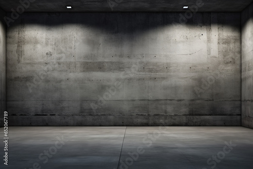 Empty room with concrete walls, dark interior with spotlights. copy space