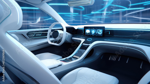 Clean and futuristic car interior design