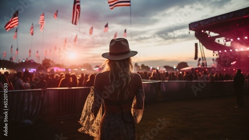 Back of woman at country music festival