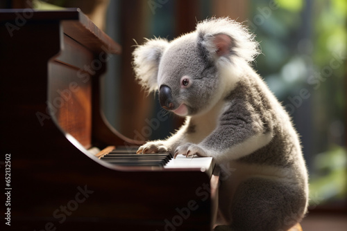 cute koala animal playing the piano