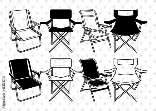 Camping Chair Silhouette, Chair Svg, Beach Chair Svg, Camping Chair Icons Svg, Lawn Chair Svg, Folding Chair Svg, Lake Chair Svg, Camping Chair Bundle