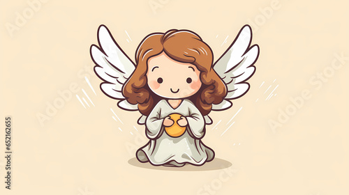 Hand drawn cartoon cute angel illustration 