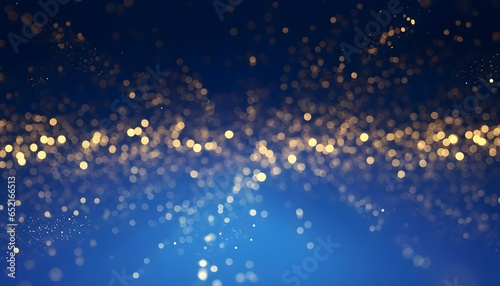Christmas Golden light shine particles bokeh on navy blue background, abstract background with Dark blue and gold particle, background