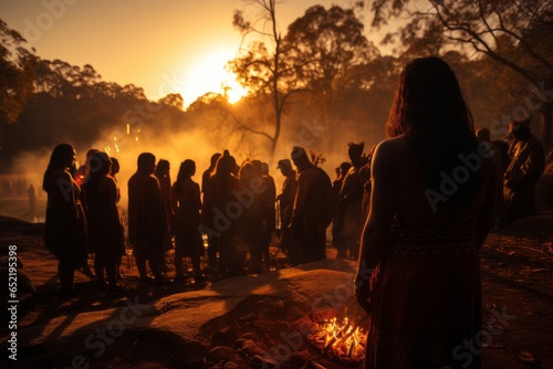 Aboriginal ceremony honoring ancestors and the land, Generative AI