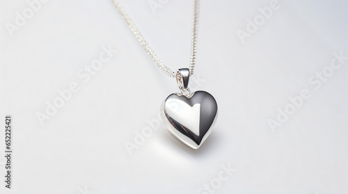 Heart shape silver pendant necklace