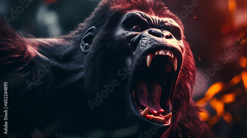 Roaring gorilla teeth