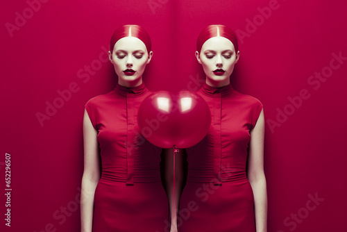 Portrait de deux femme l'un a coté de l'autre - Concept de miroir