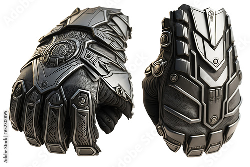Steel gloves armor set of views scifi style isolated illustration generative AI