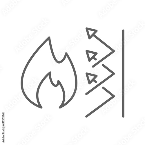 fireproof icon. Fireproofing support. Fire insulation, fire security system. Thermal reflective of flame burn. Editable stroke vector illustration. Design