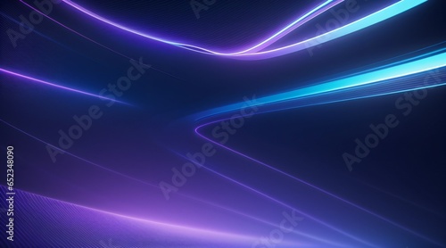 Abstract glowing blue, violet and green light mixture curves against black background