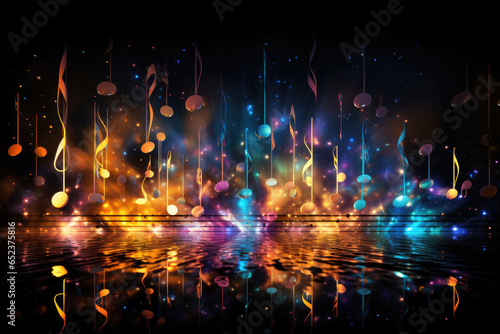 Abstract musical background made of colored notes