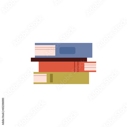 Stack of books, vector school exam textbooks and literature, dictionaries and encyclopedias, library or bookstore