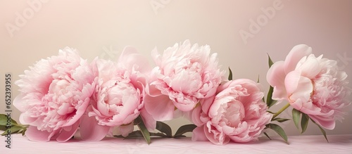 Pink flowers on isolated pastel background Copy space