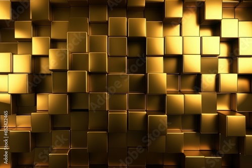 Abstract geometric golden blocks lights. Generate Ai