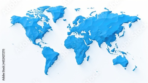 blue world map isolated white background earth globe