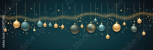 Colorful Christmas balls hanging from strings