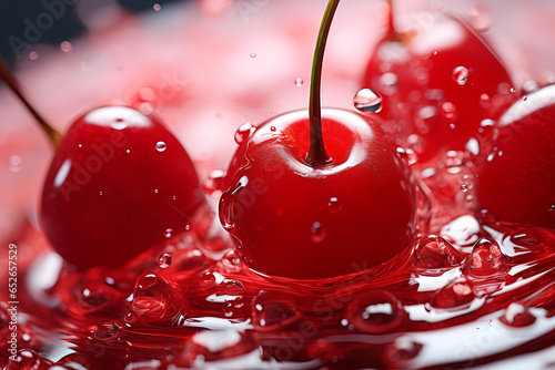 Close-up of maraschino cherries. Generative AI