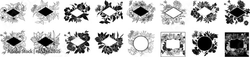 Vintage floral frame bundle. Vector illustration