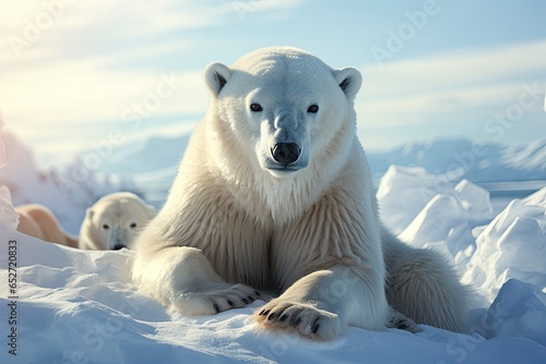 White animal in the nature habitat, north Europe, Svalbard, Norway. Wildlife scene from nature.