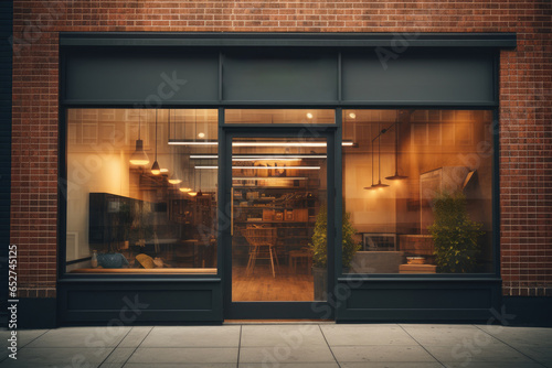 Cozy Store or cafe Front Design with Brick Exterior and Window View