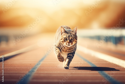 a cat is running a race