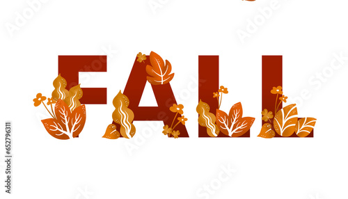 fall typography with autumn leaves