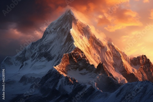sunset over the mountains, Generative AI
