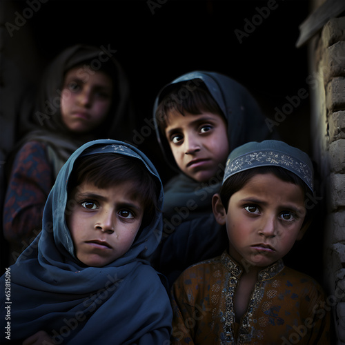 Sad children Pakistanis boys and girls-