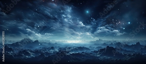 Epic concept art of a photo realistic outer space landscape with waves of energy light and a cinematic background of stars galaxies and the universe