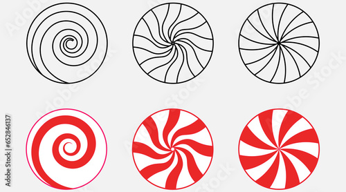 red white peppermint Christmas candies icon