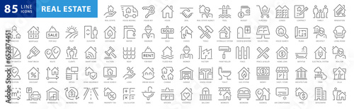 Real estate line icons collection. Big UI icon set in a flat design. Thin outline icons pack. Vector illustration