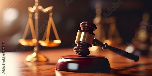 Legal law concept image gavel bokeh. law and authority lawyer concept, judgment gavel hammer in court courtroom for crime judgment legislation and judicial decision.
