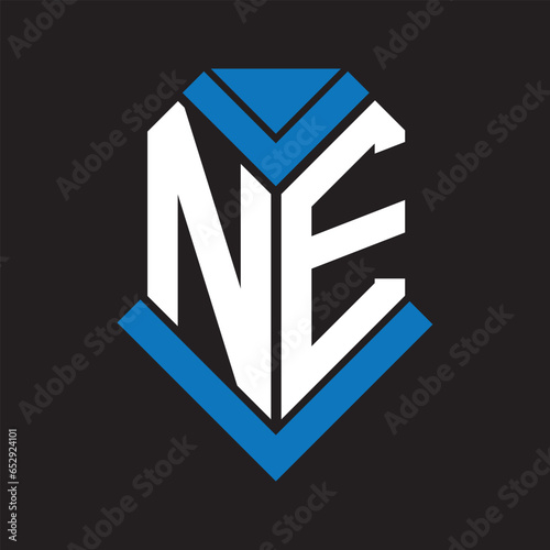 NE letter logo design on Black background. NE creative initials letter logo concept. NE letter design. 