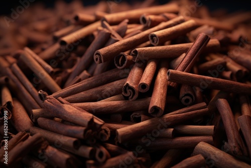 Illustration of several cinnamon sticks. Generative AI