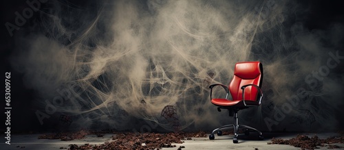 Insufficiently skilled staff required for job vacancy portrayed by a spider web covered office chair symbolizing labor shortage