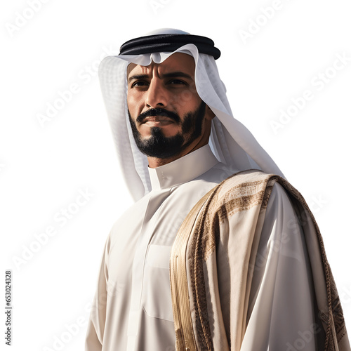 Arabian man on transparent background, prince arab success