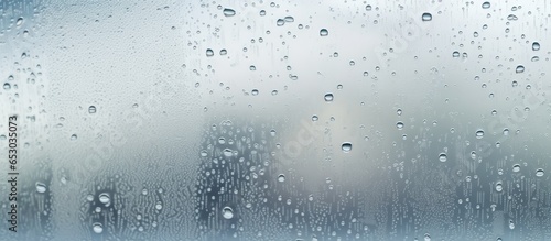 Moisture on window Fogged up plastic frame close up High humidity indoors Insufficient air circulation enclosed space