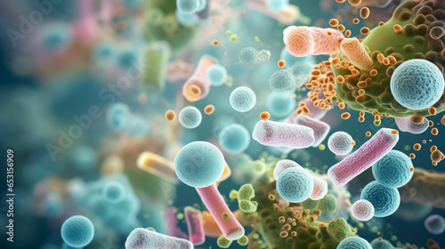 macro view of healthy gut bacteria and microbes